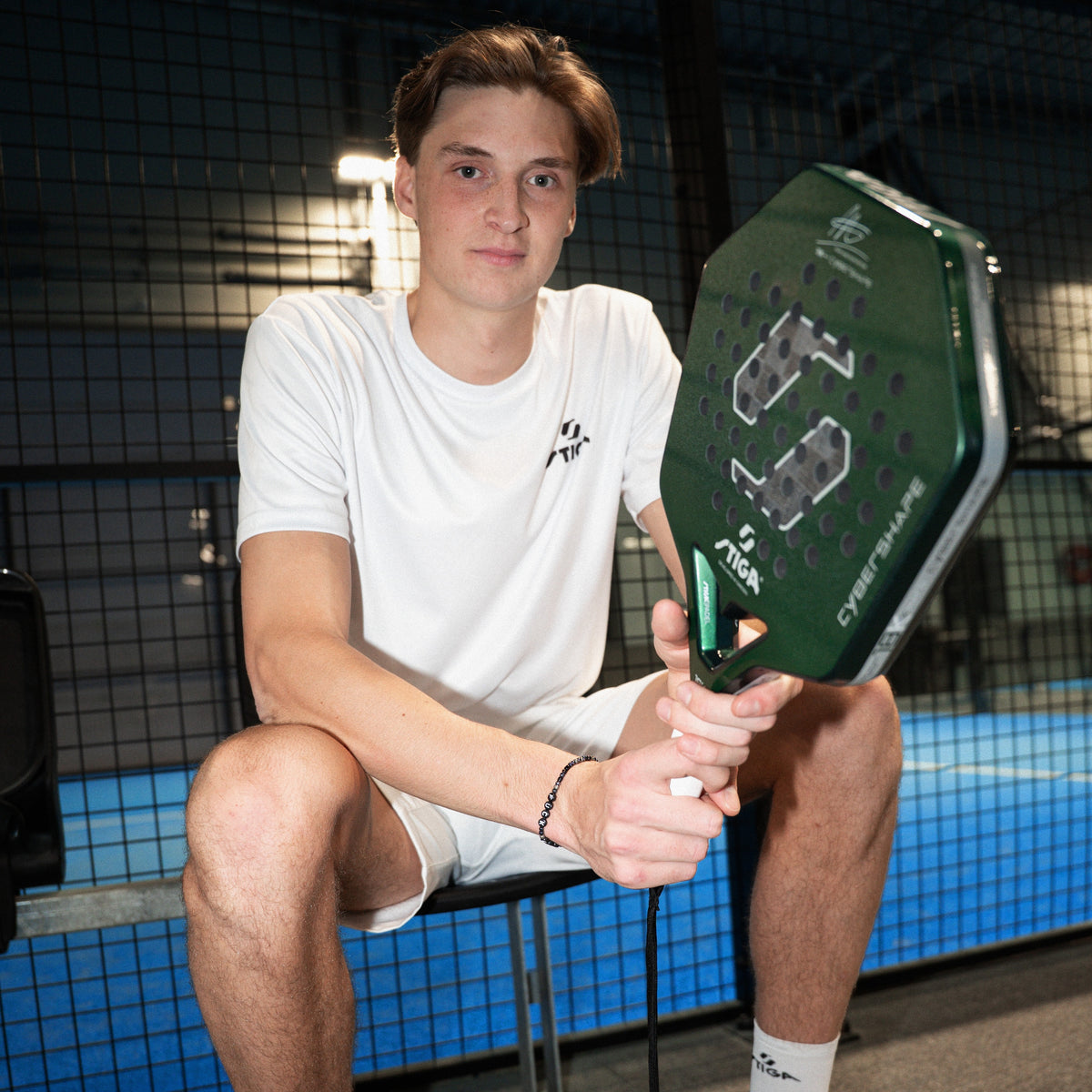 STIGA Padel Racket 18K X Hard Adam Edition Cybershape, Adam Axelsson on court